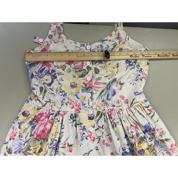 Vintage Starina Dress Womens Medium Floral Button Front Sundress Pockets 90s - Picture 8 of 14